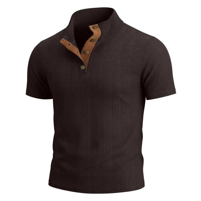 Ceisia Men's Slim Fit Short Sleeve Cotton Polo Shirt Multi-Color Ribbed Stand Collar Spring Summer Shirt Gift
