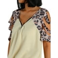 thumbnail image 6 of Qiylii Women T-shirt, Leopard Printed Pattern Short Sleeve V-neck Tops, 6 of 8