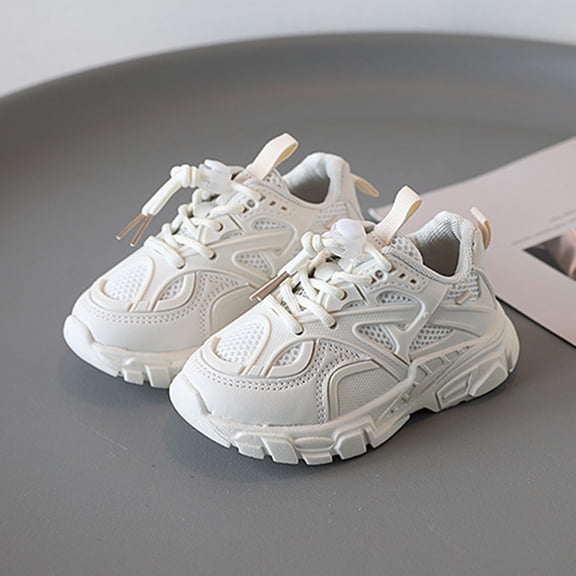 VOUZZA Kids Running Shoes Sneakers Double Mesh Breathable White Casual Shoes Toddler Boys Girls Outdoor Sport Trainers, Size 9C-3 Kid