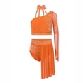 thumbnail image 2 of iiniim Girls Lyrical Dance Glittery Crop Top with Split Skirted Leotard 2 Piece Outfit Ballroom Dancewear Orange 14, 2 of 7