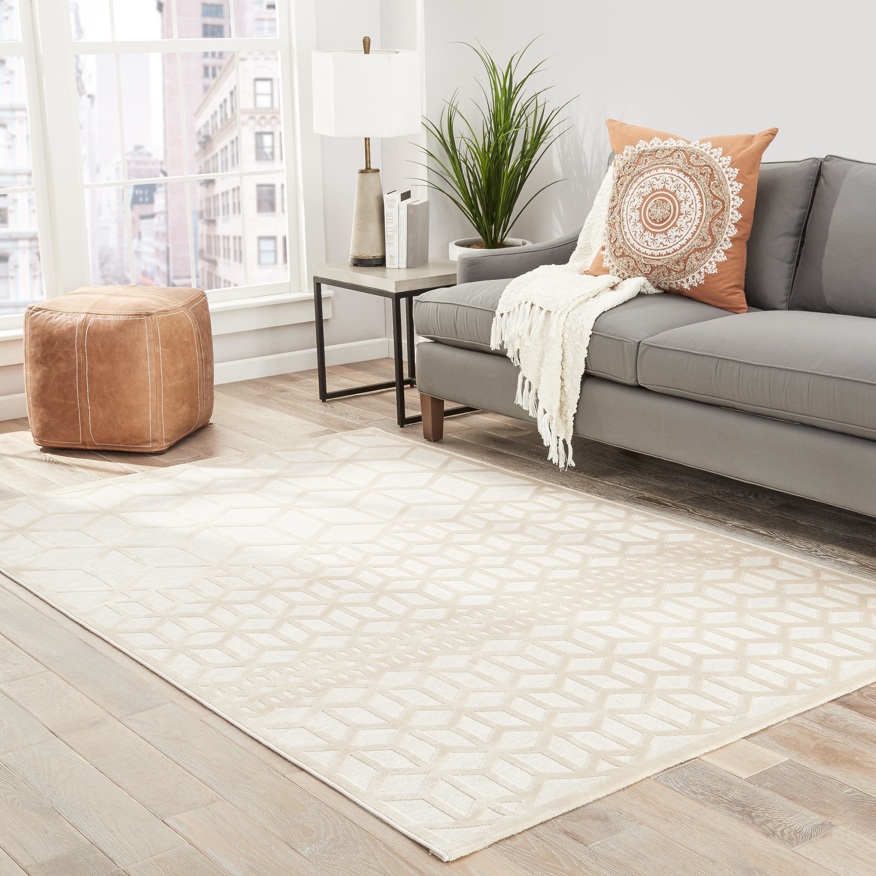 Juniper Home Dane Geometric Cream/ White Area Rug (2' X 3') 2' x 3