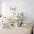 thumbnail image 6 of Manfei Modern Plaid 7pcs Queen Bedding,Glossy Drip Bedding Comforter Set Queen,Green Beige White,Light Gray Reversible, 6 of 7