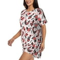 thumbnail image 2 of Fotbe Cute Chickens Print Pajama Set for Women 2 Piece Loungewear Short Sleeve Tops and Shorts Set Soft Sleepwear-Small, 2 of 7