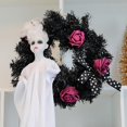 thumbnail image 3 of Halloween white ghost wreath Halloween door wreath entrance window indoor and outdoor decoration, 3 of 5
