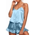 thumbnail image 5 of SOMER Sexy Pajamas for Women Set Silk Satin Ruffled Cute Pajama Sets for Women 2 Piece Cami White Shorts Sets Cozy Sleepwear, 5 of 8