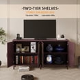 thumbnail image 3 of GZXS 70" Wide Farmhouse Sideboard with 4 Rattan Doors, Adjustable Shelves, and Solid Wood Legs, Modern Buffet Storage Cabinet for Kitchen, Living Room, Dining Room, Entryway (Brown), 3 of 7