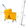 thumbnail image 3 of Mind Reader Bucket with Wringer and Mop Set, 22 Qt (5.5 Gallon), Floor Cleaning, Wheels, 16.25"L x 10.75"W x 24.5"H, Yellow, 3 of 9