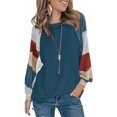 thumbnail image 1 of Hauts Grande Taille pour Femmes Manches Longues Col Rond Rayé Coupe Ample Tunique, 1 of 6