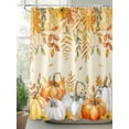 thumbnail image 2 of Fall Shower Curtain Harvest Pumpkin Orange Shower Curtains for Bathroom Thanksgiving Decor, Waterproof Polyester Shower Curtain Set with Hooks, Stall Long 36" x 72" Autumn Leaves, 2 of 6