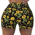 thumbnail image 2 of Lsque Bees and Sunflowers Pattern High Waisted Biker Shorts for Women-Tummy Control Fitness Athletic Workout Running Yoga Gym Shorts,Moisture-Wicking-Large, 2 of 9