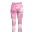 thumbnail image 5 of SCRAWLGOD Tie-Dye Snowflake Pink Elastic Capri Leggings for Women, High Waist Non-See-Through Yoga Leggings with Pockets, Lightweight Breathable Tummy Control Capri Tights, XS, 5 of 7