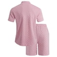 thumbnail image 7 of hotojiny Mens Summer Outfits 2 Piece Beach Vacation Set Plaid Short Sleeve Button down Shirts with Elastic Waist Shorts(Pink,X-Large), 7 of 7