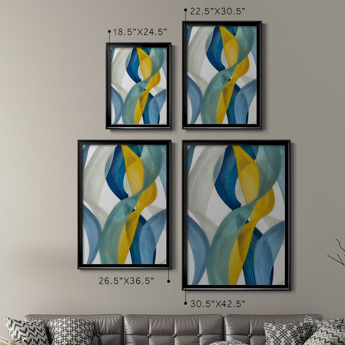 Horizontal Bands II Premium Framed Print, in Gold, Black, or Silver - Ready to Hang