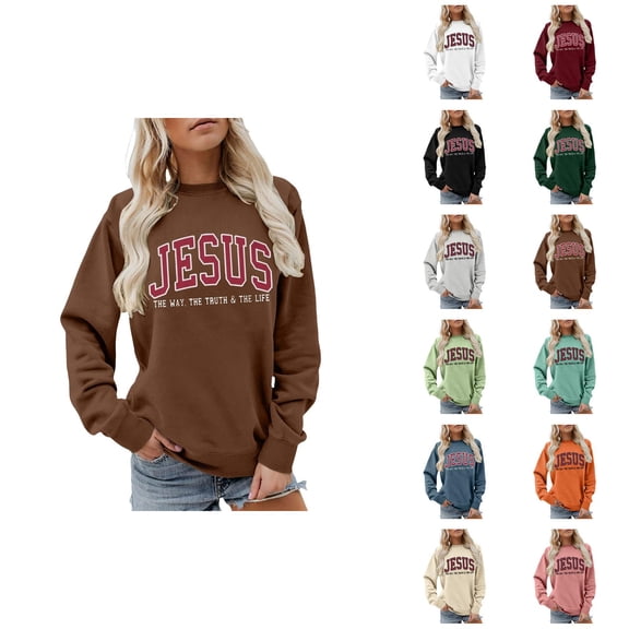 Women's Christmas Sweatshirt 2026 Long Sleeve Crewneck Bible Verse Christian Sweat Shirts Pullover Top