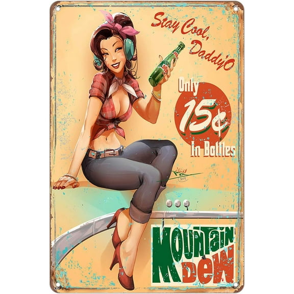 KENSILO Vintage Metal Signs Mountain Dew Chic Art Wall Decor Home Yard Signs Bar Hotel Cafe Pub 8 x 12 inches