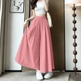 thumbnail image 2 of Women's Culottes Skirt Pants Textured Elastic High Waist A Line Flowy Maxi Skorts with Pockets Lightweight Casual Beach Wide Leg Trousers Pink, 2 of 5