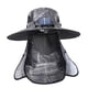 thumbnail image 5 of Sombrero solar de ventilador solar al aire libre, tapa de pesca de protección solar de borde anchos impermeables con colgajo de tapa del cuello de la Gris, 5 of 8
