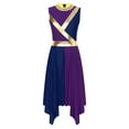 thumbnail image 4 of Aiihoo Women's Praise Dance Dress Tunic Lyrical Worship Dance Dress Church Prom Party Purple&Navy Blue XXL, 4 of 7