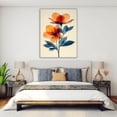 thumbnail image 4 of Mudket Orange and Blue Flower Canvas Wall Art, Framed Ready to Hang, Modern Botanical Print, Elegant Wall Decor for Bedroom Bathroom - 12"L x 8"W, 4 of 10