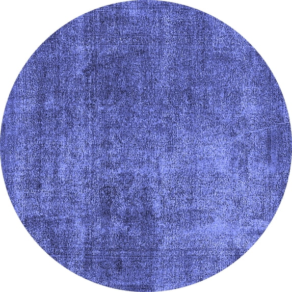 Ahgly Company Machine Washable Indoor Round Oriental Blue Industrial Area Rugs, 5' Round