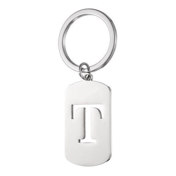 Uxcell Initial Letter Key Chain, A-Z KeyChain DIY Pendant Key Ring for Keys Purse Party Gifts, Silver (Letter T)