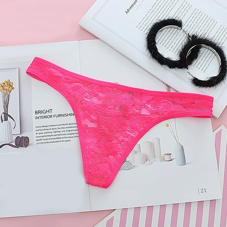 

RPVATI Womens Breathable Panties Solid See Through Sexy Lace Thong Underwear