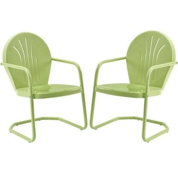 Home Square Griffith 2 Piece Modern Metal Patio Chair Set in Key Lime