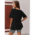 thumbnail image 4 of Ekouaer Womens Pajamas 2 Piece Lounge Sets Oversized V Neck T-Shirts Tops Biker Shorts Set Workout Reversible Tracksuit Light Blue M, 4 of 5