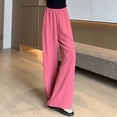 thumbnail image 2 of UYISJ Women Linen Palazzo Pants Wide Leg High Waist Lounge Fall Casual Boho Trousers Travel Vacation Outfits with Pockets Hot Pink L, 2 of 3