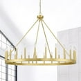 thumbnail image 2 of ACROMA  24 Light Modern Farmhouse Wagon Wheel Chandelier-UL Certified Satin Brass, 2 of 5