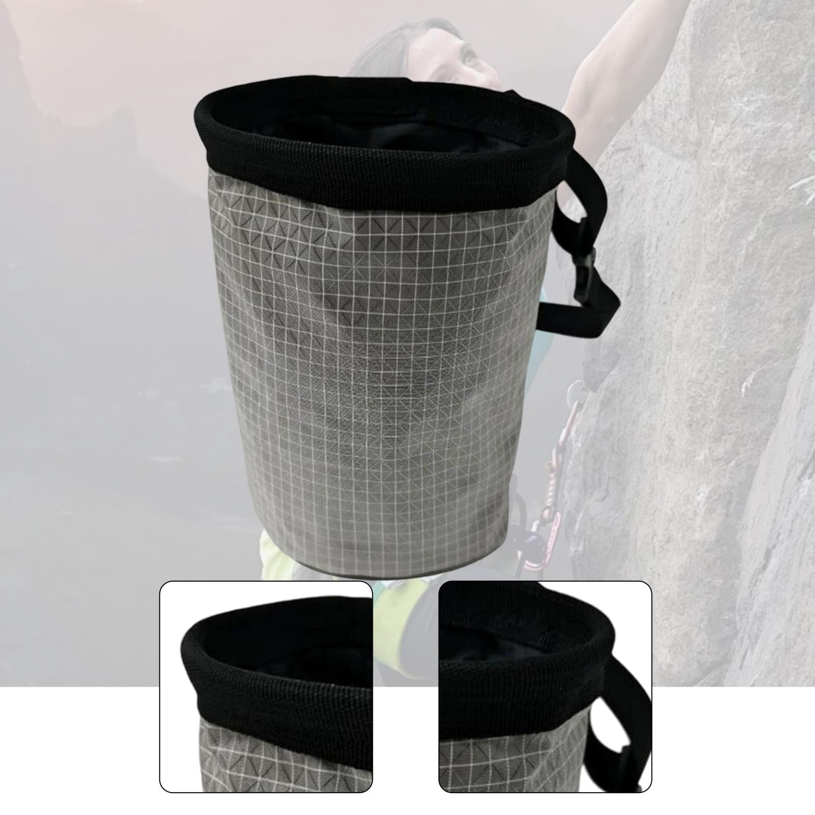 Dualoai Chalk Bag Climbing Equipment Storage Pouch for Bouldering Fitness Gymnastics Silver Gray