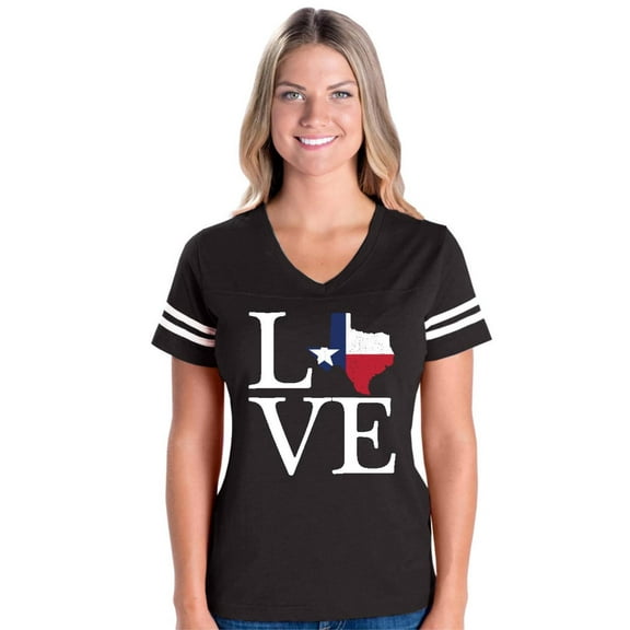 Womens Texas Flag Football V-Neck T-Shirt