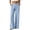 Light Blue, variant on Womens Mid Rise Vertical Striped Denim Wide Leg Pants Classic Front Patch Pockets Button Fly Waist Loose Full Length Casual Stripe Denim Trousers