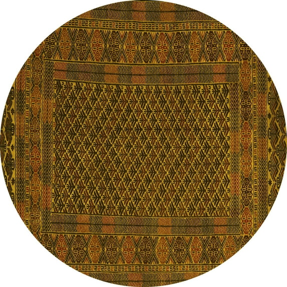 Ahgly Company Indoor Round Persian Yellow Traditional Area Rugs, 7' Round