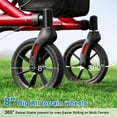 thumbnail image 3 of WalkMate Rollator Walker for Seniors with Cup Holder, Upgraded Thumb Press Button for Height Adjustment, 8" Wheels Folding Lightweight Walking Aid with Seat Padded Backrest, Red, 3 of 9