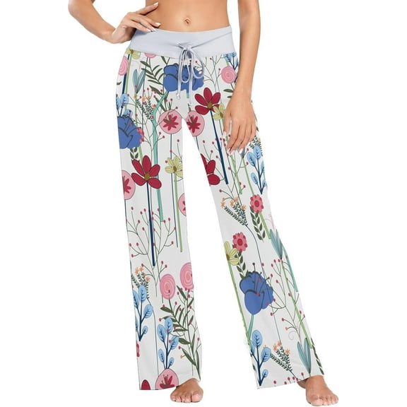 GZHJMY Women's Pajama Pants Colorful Flower Comfy Stretch Sleepwear Essentials womens Lightweight Lounge Terry Pajama Pant, Large