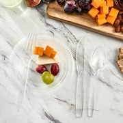 PLASTICPRO Clear Plastic Soup Spoons Heavy Duty Disposable Silverware, 200-Pack