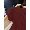 thumbnail image 3 of Women's Casual Solid Color Short Sleeve Shirt, Summer, 3 of 6