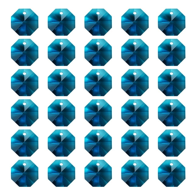 Uxcell K9 Cristales Octagon Beads 1 Agujero Pendientes, Paquete de 30, 14mm, Azul Cielo