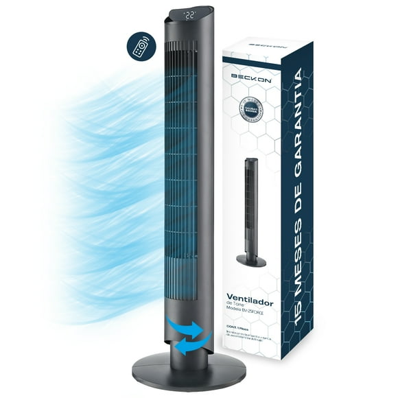 Ventilador de torre Beckon TURBO POWER de 102 cm de alto 3 velocidades +control remoto +oscilación temporizador modos de uso con display LED