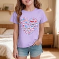thumbnail image 2 of Povozer 4th of July Shirts for Girls Clothes 250 Anniversary Usa Kids Shirt Childrens Independence Day Printed T Shirt Girls Boys Comfortable Short Sleeved Top Size 2-3 Years,Purple, 2 of 5