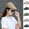 thumbnail image 2 of opolski Women Men Solid Color Peaked Cap Quick Drying Breathable Sun Casual Retro Style Beret Cap Army Green, 2 of 8