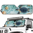 thumbnail image 2 of Uorisanigo Windshield Sunshade Sun Shade Car Sun Visor Mat Heat Shield for Jeep Wrangler JL JLU 2018-2024 Rubicon Sahara 2 Door & 4 Door & Gladiator JT, 1pc (Beach Turtle Starfish), 2 of 7