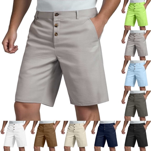 DHFJKG Mens Golf Dress Shorts Flat Front Lightweight Straight Leg Shorts With Pockets Stylish Bottoms