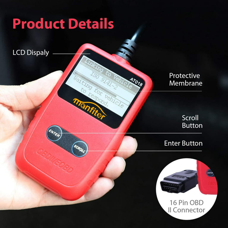Manfiter OBD2 Scanner Check Engine Fault Code Reader, Read Codes Clear  Codes, View Freeze Frame Data, I/M Readiness Smog Check CAN Diagnostic Scan  Tool, Universal 