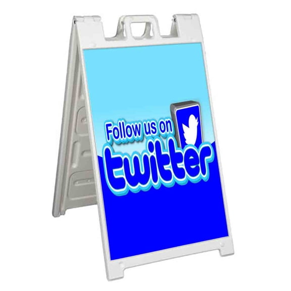 Follow Us On Twitter (24" X 36") Standard A-Frame Signicade, Includes Decal Applied To Stand