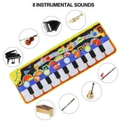 GLUAAE Kids Piano Play Mat – 19-Key Musical Keyboard Mat with 8 Instruments, Recording & Built-in Speaker – Fun Dance Mat for Ages 3-8 (43” x 14”)