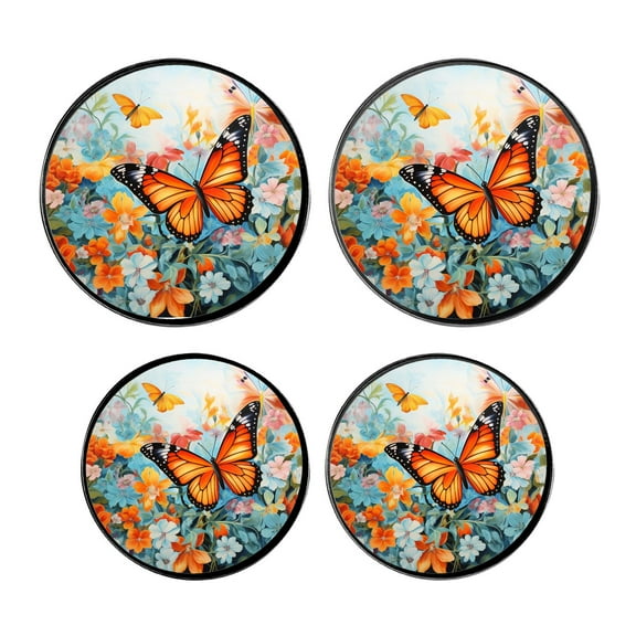 Round Stove Burner Covers 4 Pcs,Butterflies Sunflower 3D Drawing Round Electric Stove Burner Covers 8Inch And 10Inch