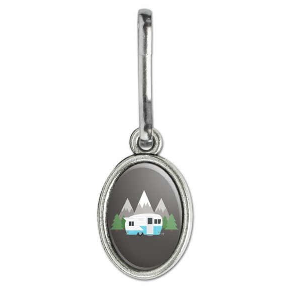 Camper in the Mountains Antiqued Oval Charm Clothes Purse Suitcase Backpack Zipper Pull Aid