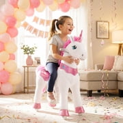 PonyCycle Kid-Powered Ride-On Unicorn Toy, No Battery, Hand Brake, Ages 4-7, Pink, E412